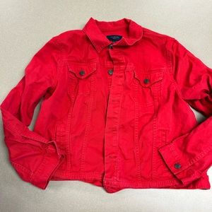 Red jean jacket